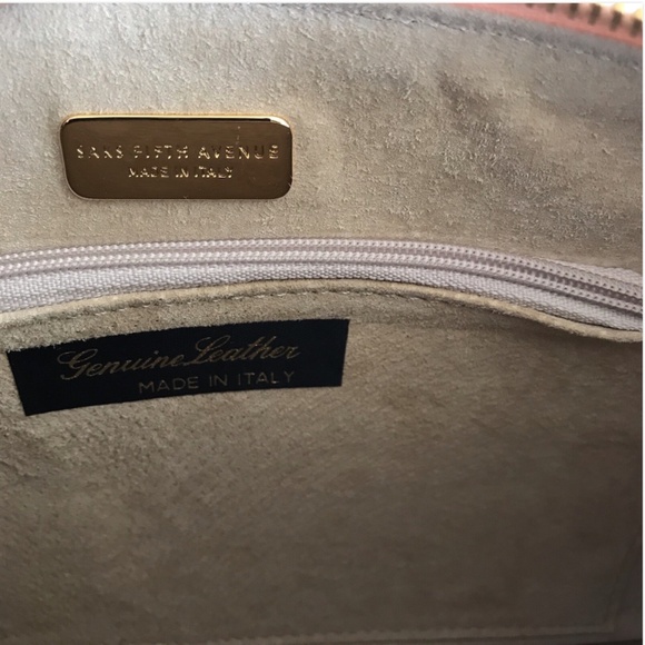 Vintage Rare Saks Fifth Avenue Leather Shoulder bag Lizard Textured Italy Peach - Picture 6 of 10